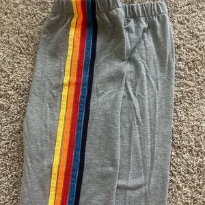 🌈 Aviator Nation INSPIRED Gray Track Pants with Rainbow Stripe - Size S/M